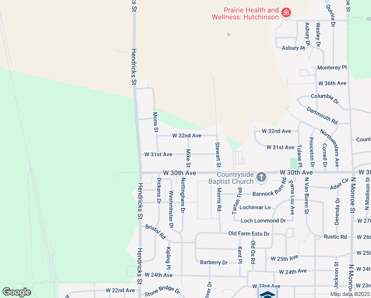 map of restaurants, bars, coffee shops, grocery stores, and more near 1128 West 31st Avenue in Hutchinson