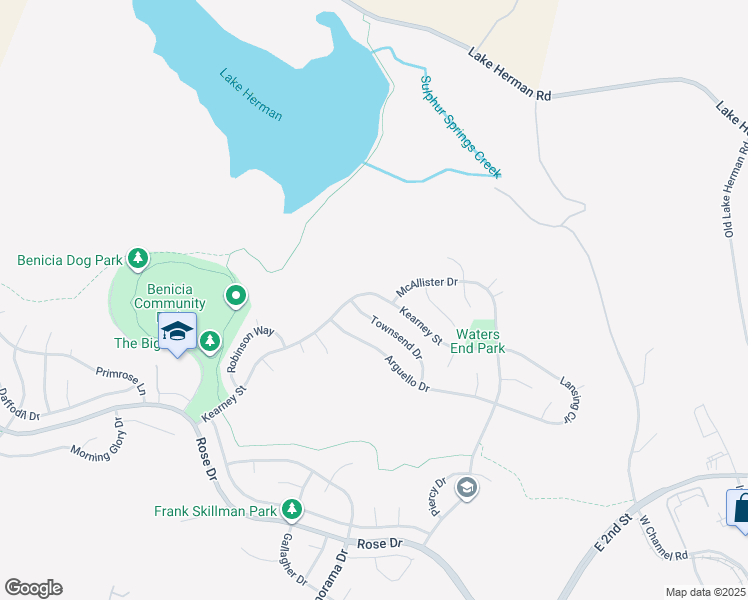 map of restaurants, bars, coffee shops, grocery stores, and more near 721 Kearney St in Benicia