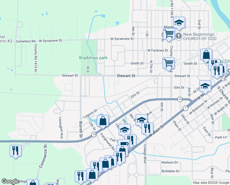 map of restaurants, bars, coffee shops, grocery stores, and more near 700 Beck Street in Carmi