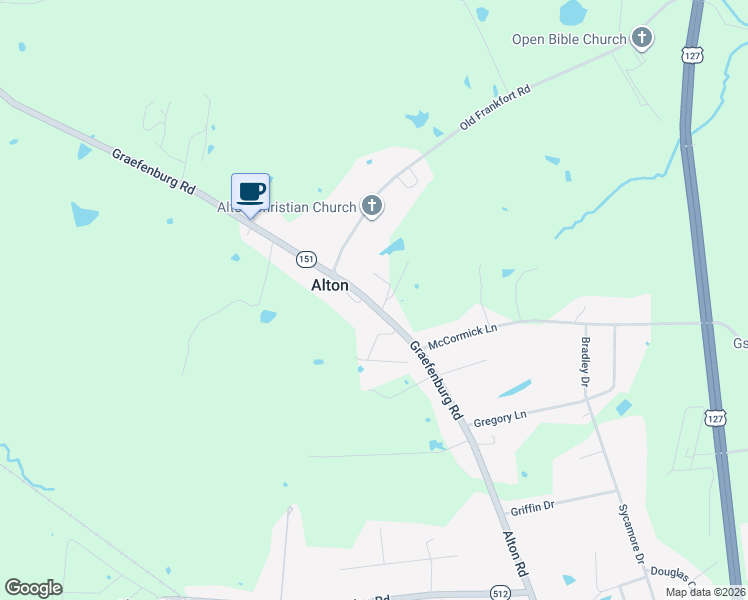 map of restaurants, bars, coffee shops, grocery stores, and more near 1631 Alton Road in Lawrenceburg