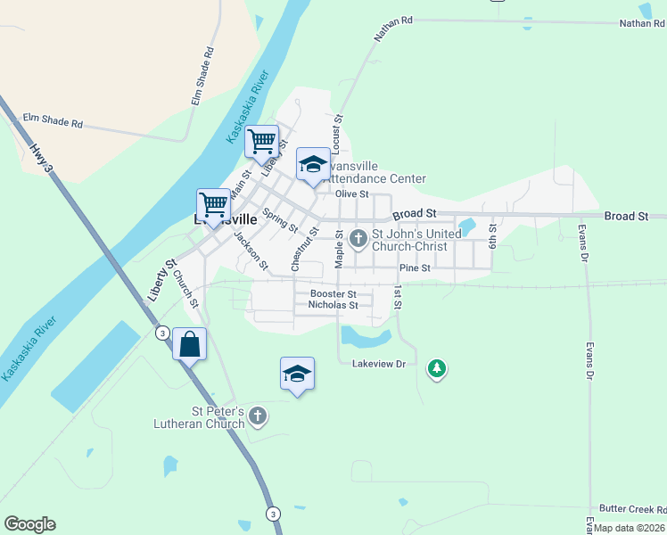 map of restaurants, bars, coffee shops, grocery stores, and more near 1001 Booster Street in Evansville