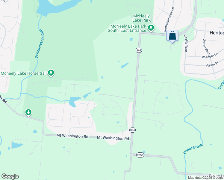 map of restaurants, bars, coffee shops, grocery stores, and more near 10920 Cedar Creek Road in Louisville