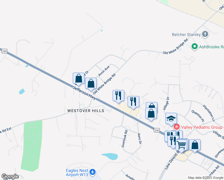 map of restaurants, bars, coffee shops, grocery stores, and more near 94 Ashleigh Drive in Waynesboro