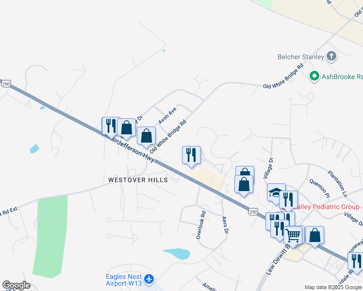 map of restaurants, bars, coffee shops, grocery stores, and more near 94 Ashleigh Drive in Waynesboro