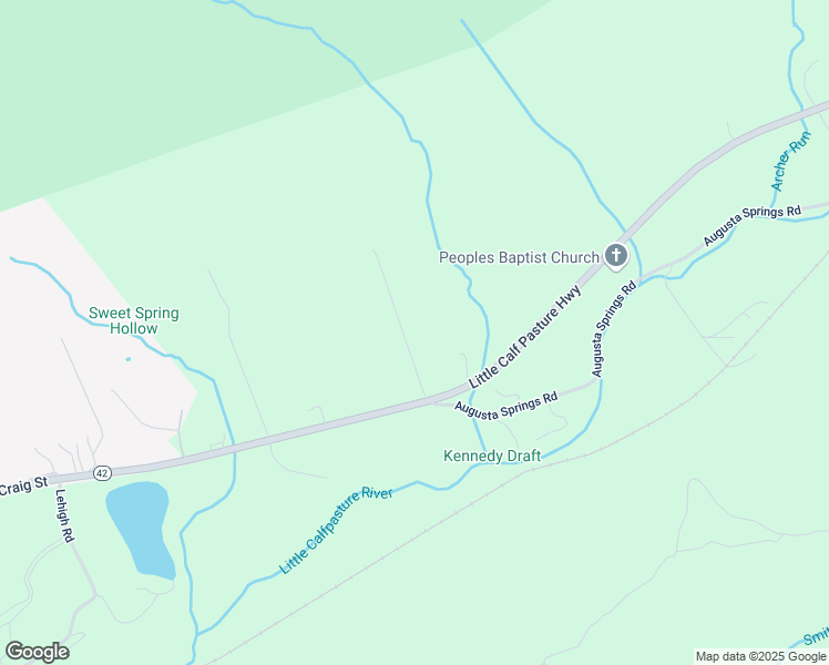 map of restaurants, bars, coffee shops, grocery stores, and more near 3863 Little Calf Pasture Highway in Craigsville