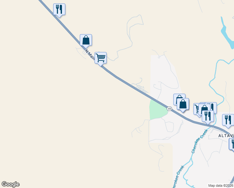 map of restaurants, bars, coffee shops, grocery stores, and more near 1065 California 49 in San Andreas