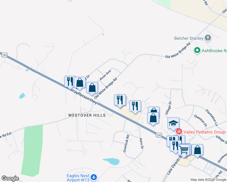 map of restaurants, bars, coffee shops, grocery stores, and more near 98 Ashleigh Drive in Waynesboro
