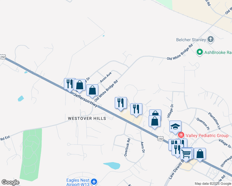 map of restaurants, bars, coffee shops, grocery stores, and more near 98 Ashleigh Drive in Waynesboro