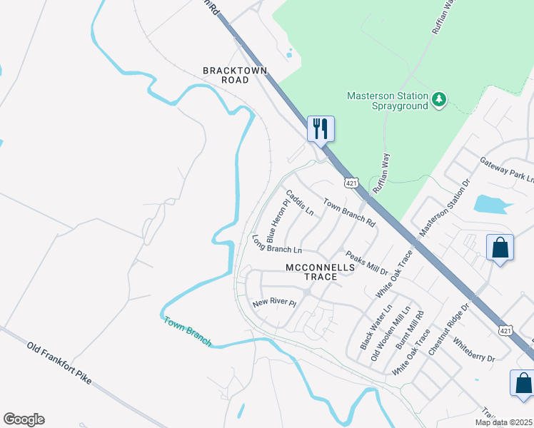 map of restaurants, bars, coffee shops, grocery stores, and more near 200 Long Branch Lane in Lexington