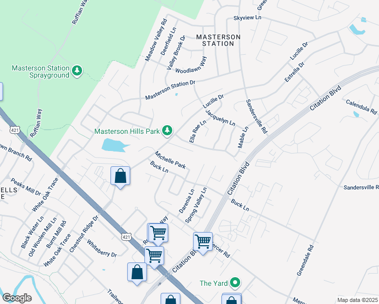 map of restaurants, bars, coffee shops, grocery stores, and more near 2772 Mable Lane in Lexington