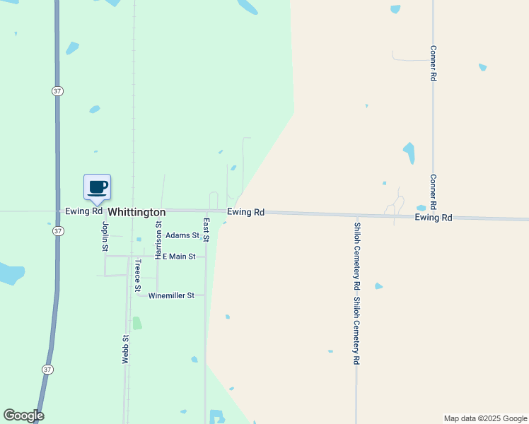 map of restaurants, bars, coffee shops, grocery stores, and more near 14145 Ewing Road in Whittington