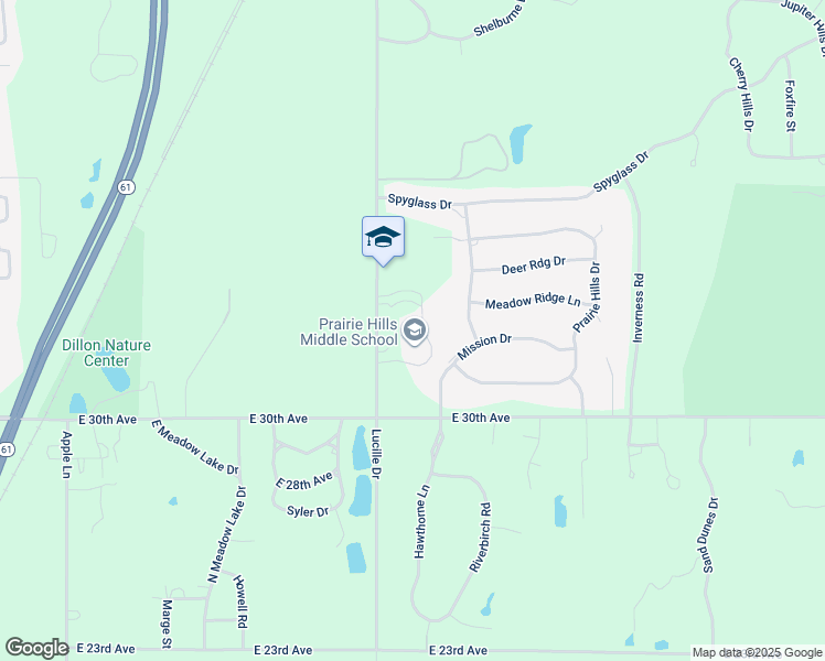 map of restaurants, bars, coffee shops, grocery stores, and more near 3200 Lucille Drive in Hutchinson