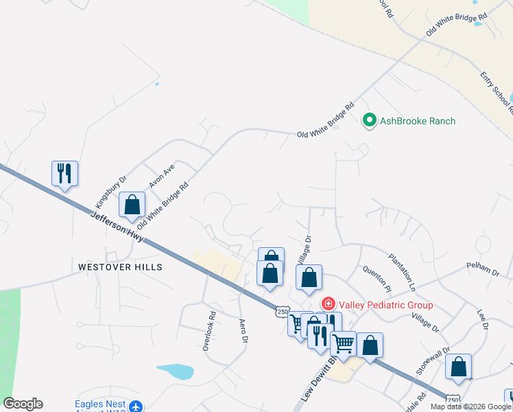 map of restaurants, bars, coffee shops, grocery stores, and more near 84 Berkeley Drive in Waynesboro