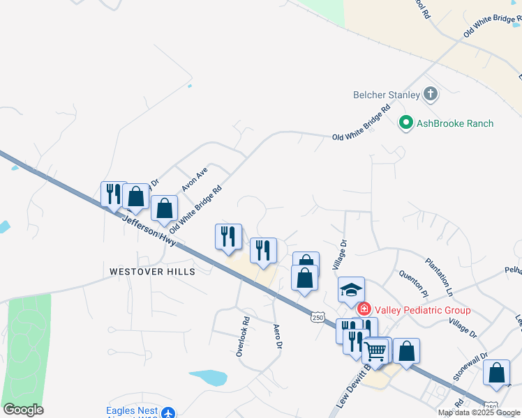 map of restaurants, bars, coffee shops, grocery stores, and more near 152 Nottingham Lane in Waynesboro
