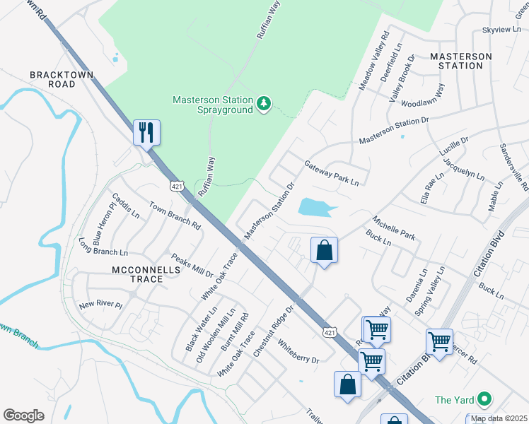 map of restaurants, bars, coffee shops, grocery stores, and more near 2901 Summerfield Drive in Lexington