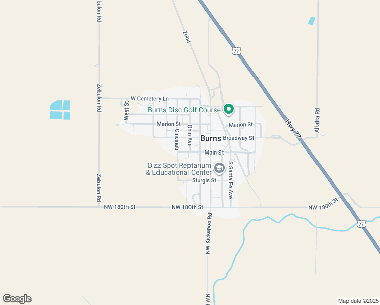 map of restaurants, bars, coffee shops, grocery stores, and more near Ohio Avenue in Burns