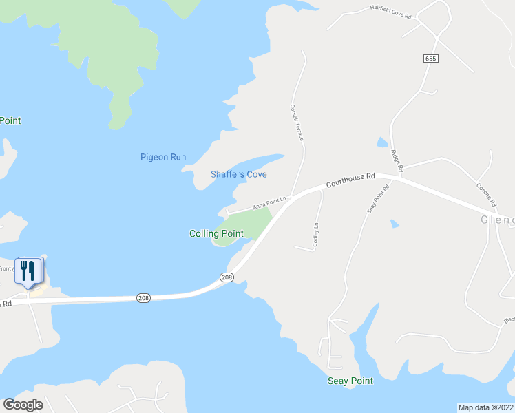 map of restaurants, bars, coffee shops, grocery stores, and more near 13721 Anna Point Lane in Mineral