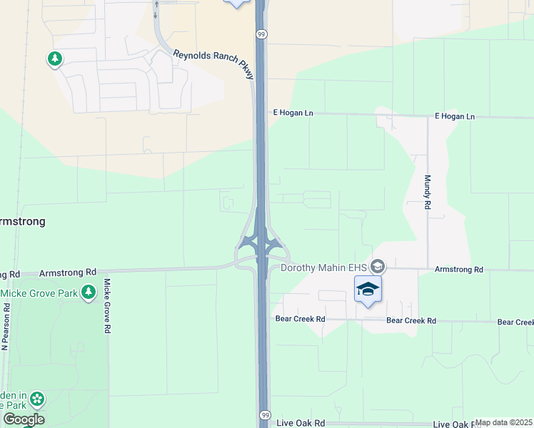 map of restaurants, bars, coffee shops, grocery stores, and more near 12393 California 99 in Lodi