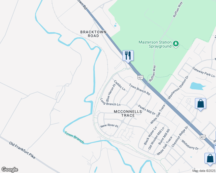 map of restaurants, bars, coffee shops, grocery stores, and more near 200 Long Branch Lane in Lexington