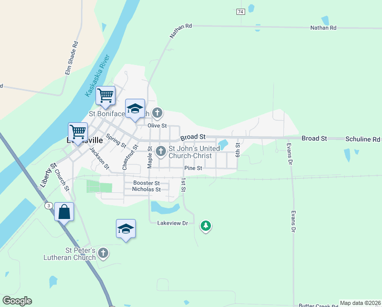 map of restaurants, bars, coffee shops, grocery stores, and more near 1302 Spring Street in Evansville