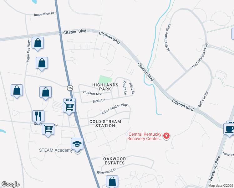 map of restaurants, bars, coffee shops, grocery stores, and more near 1971 Cathy Lane in Lexington