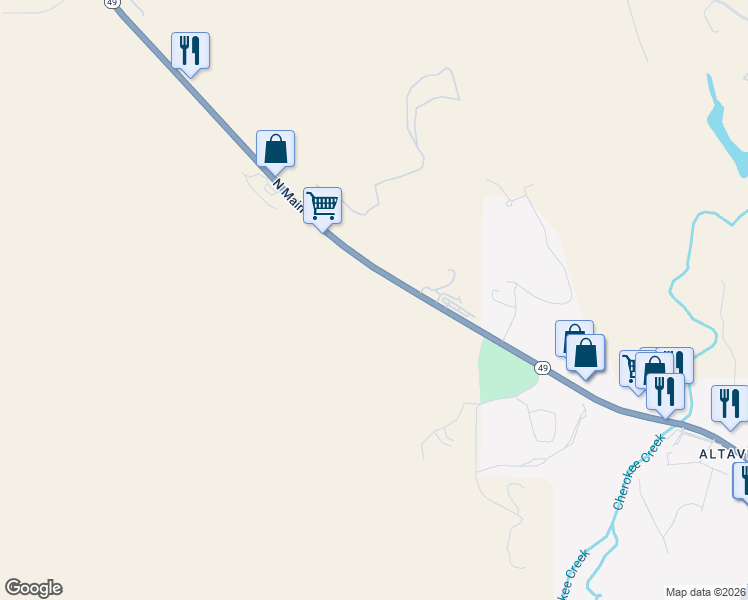 map of restaurants, bars, coffee shops, grocery stores, and more near 1065 California 49 in San Andreas