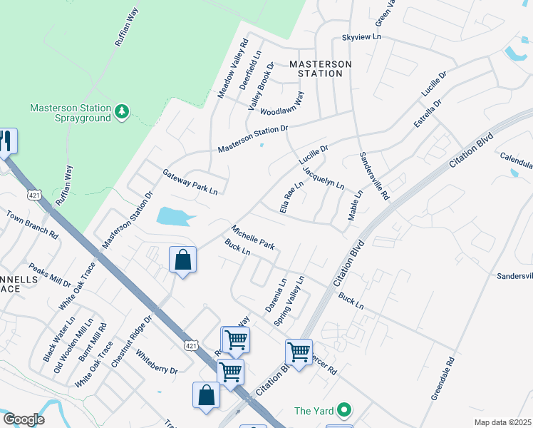 map of restaurants, bars, coffee shops, grocery stores, and more near 2772 Mable Lane in Lexington