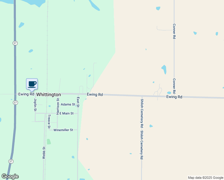 map of restaurants, bars, coffee shops, grocery stores, and more near 14145-14551 Ewing Road in Whittington
