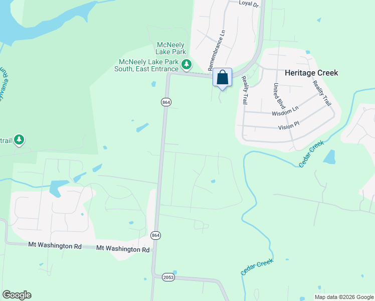 map of restaurants, bars, coffee shops, grocery stores, and more near 10803 Cedar Creek Rd in Louisville