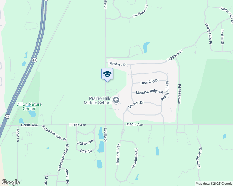 map of restaurants, bars, coffee shops, grocery stores, and more near 3200 Lucille Drive in Hutchinson
