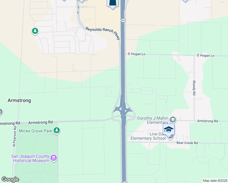 map of restaurants, bars, coffee shops, grocery stores, and more near 12393 California 99 in Lodi