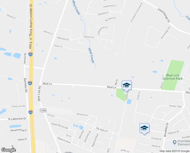 map of restaurants, bars, coffee shops, grocery stores, and more near 4001 Mud Lane in Louisville