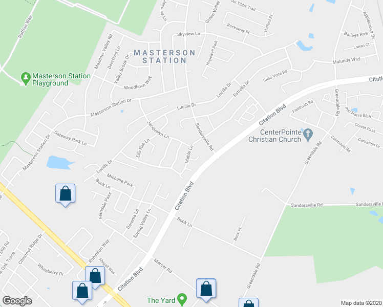map of restaurants, bars, coffee shops, grocery stores, and more near 2624 Mable Lane in Lexington