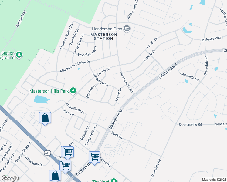 map of restaurants, bars, coffee shops, grocery stores, and more near 2693 Jacquelyn Lane in Lexington