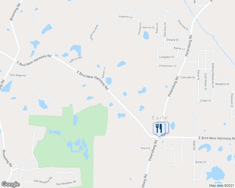 map of restaurants, bars, coffee shops, grocery stores, and more near 2300 East Boonville-New Harmony Road in Evansville