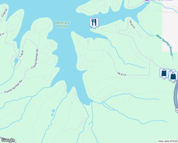 map of restaurants, bars, coffee shops, grocery stores, and more near 1457 Spring Valley Road 54-64 in Osage Beach