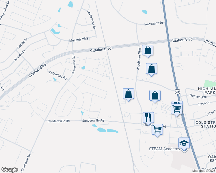 map of restaurants, bars, coffee shops, grocery stores, and more near Iron Horse Bluff in Lexington