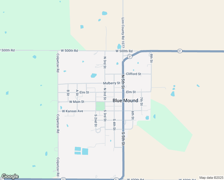 map of restaurants, bars, coffee shops, grocery stores, and more near 201 North 4th Street in Blue Mound