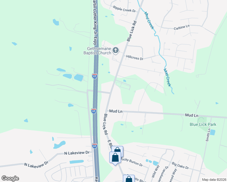 map of restaurants, bars, coffee shops, grocery stores, and more near 10709 Blue Lick Road in Louisville