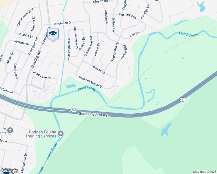 map of restaurants, bars, coffee shops, grocery stores, and more near 4229 Glen Hill Manor Drive in Louisville