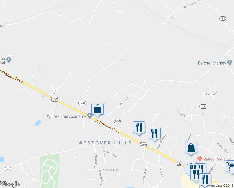 map of restaurants, bars, coffee shops, grocery stores, and more near 103 State Route 1001 in Waynesboro