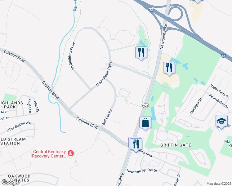 map of restaurants, bars, coffee shops, grocery stores, and more near 1350 Bull Lea Road in Lexington