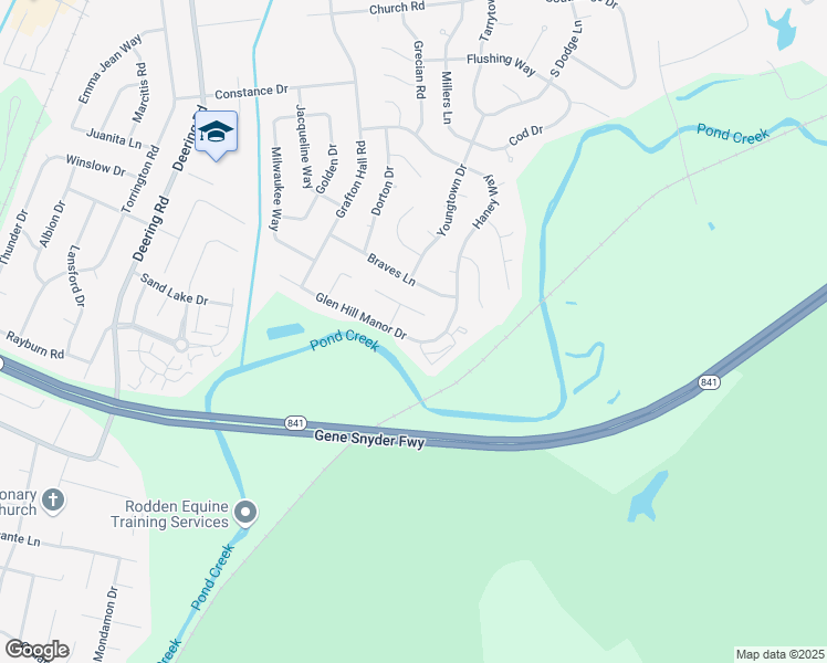 map of restaurants, bars, coffee shops, grocery stores, and more near 4228 Glen Hill Manor Drive in Louisville