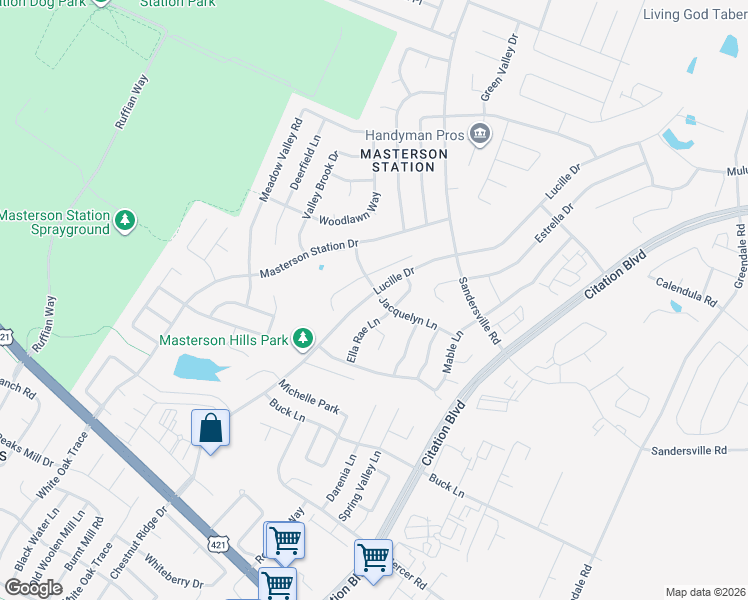 map of restaurants, bars, coffee shops, grocery stores, and more near 2764 Jacquelyn Lane in Lexington