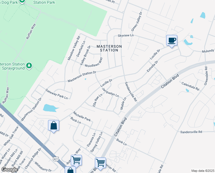 map of restaurants, bars, coffee shops, grocery stores, and more near 440 Lucille Drive in Lexington