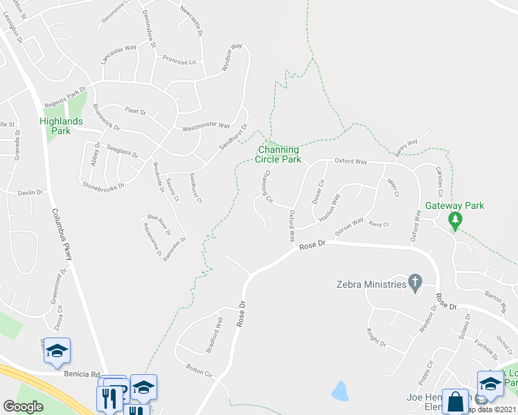 map of restaurants, bars, coffee shops, grocery stores, and more near 840 Clifton Court in Benicia