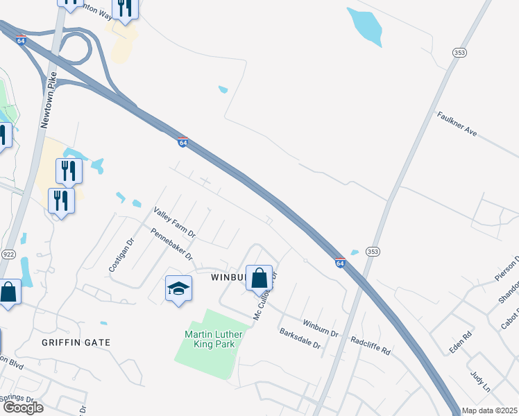 map of restaurants, bars, coffee shops, grocery stores, and more near 851 Ward Drive in Lexington
