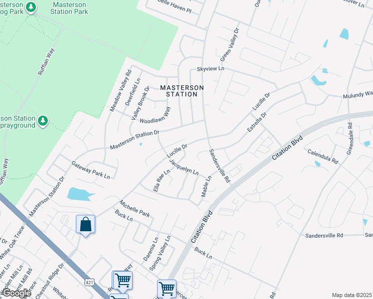 map of restaurants, bars, coffee shops, grocery stores, and more near 440 Lucille Drive in Lexington