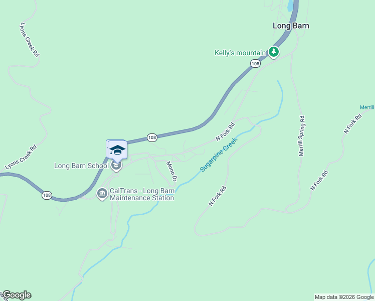 map of restaurants, bars, coffee shops, grocery stores, and more near 26040 Long Barn Road in Mi-Wuk Village