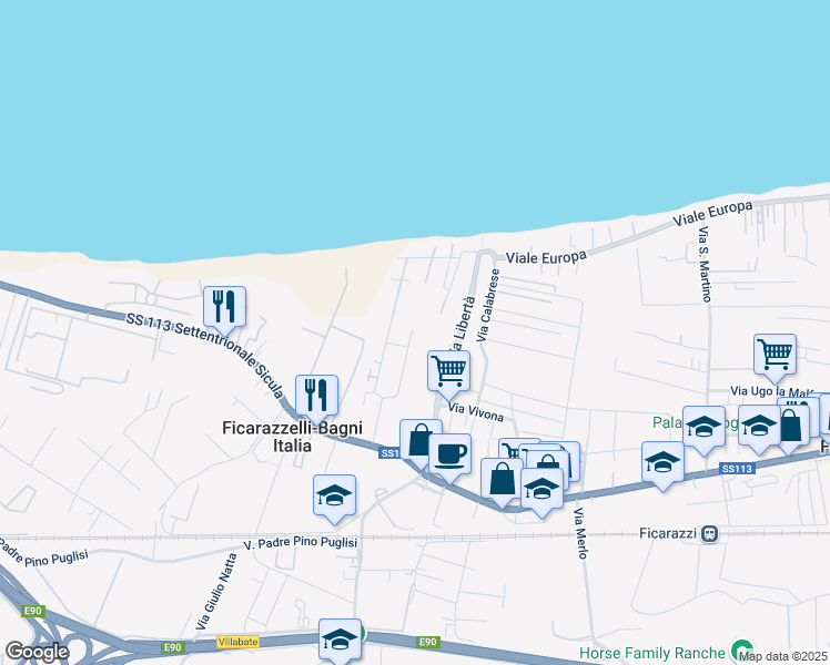 map of restaurants, bars, coffee shops, grocery stores, and more near 43 Via ST 31 in Palermo